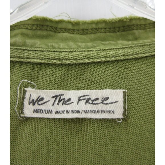 We The Free People Top Medium Henley Blouse Crochet Lace Boho Sheer - Picture 8 of 11